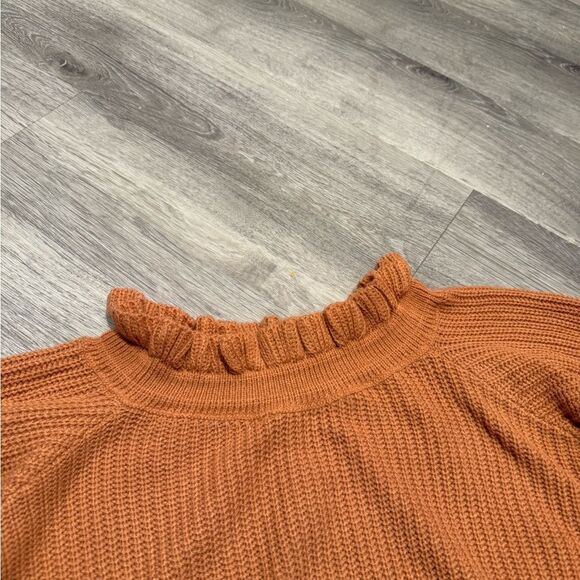 Lulus Burnt Orange Off-the-Shoulder Ruffled Neck Sweater - Picture 5 of 6